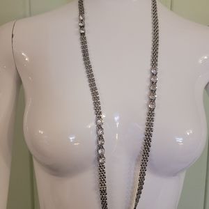 New with tags Ann Taylor silver mesh and rhinestone chain necklace